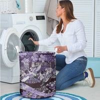 Japanese Hawaiian Crane Laundry Basket Purple Tapa Patchwork Pattern LT9 - Polynesian Pride