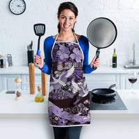 Japanese Hawaiian Crane Apron Purple Tapa Patchwork Pattern LT9 - Polynesian Pride