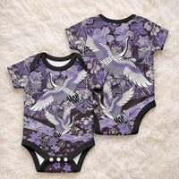 Japanese Hawaiian Crane Baby Onesie Purple Tapa Patchwork Pattern LT9 - Polynesian Pride