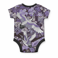 Japanese Hawaiian Crane Baby Onesie Purple Tapa Patchwork Pattern LT9 - Polynesian Pride