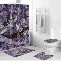 Japanese Hawaiian Crane Bathroom Set Purple Tapa Patchwork Pattern LT9 Bathroom Set (4 pcs) Purple - Polynesian Pride