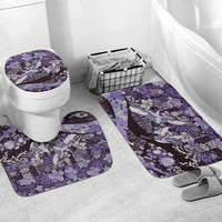 Japanese Hawaiian Crane Bathroom Set Purple Tapa Patchwork Pattern LT9 Mat Set Only (3 pcs) One Size Purple - Polynesian Pride