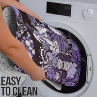 Japanese Hawaiian Crane Bathroom Set Purple Tapa Patchwork Pattern LT9 - Polynesian Pride