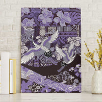 Japanese Hawaiian Crane Canvas Wall Art Purple Tapa Patchwork Pattern LT9 Without Frame Purple - Polynesian Pride