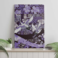 Japanese Hawaiian Crane Canvas Wall Art Purple Tapa Patchwork Pattern LT9 - Polynesian Pride