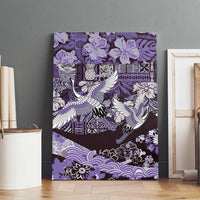 Japanese Hawaiian Crane Canvas Wall Art Purple Tapa Patchwork Pattern LT9 - Polynesian Pride
