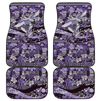 Japanese Hawaiian Crane Car Mats Purple Tapa Patchwork Pattern LT9 - Polynesian Pride