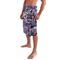 Japanese Hawaiian Crane Lavalava Purple Tapa Patchwork Pattern LT9 - Polynesian Pride