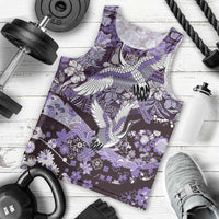Japanese Hawaiian Crane Men Tank Top Purple Tapa Patchwork Pattern LT9 - Polynesian Pride