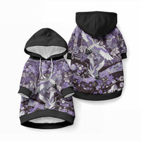 Japanese Hawaiian Crane Pet Hoodie Purple Tapa Patchwork Pattern LT9 Pullover Blue - Polynesian Pride