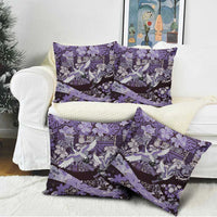 Japanese Hawaiian Crane Pillow Cover Purple Tapa Patchwork Pattern LT9 - Polynesian Pride
