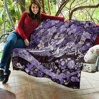 Japanese Hawaiian Crane Quilt Purple Tapa Patchwork Pattern LT9 - Polynesian Pride