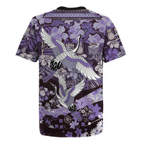 Japanese Hawaiian Crane Rugby Jersey Purple Tapa Patchwork Pattern LT9 - Polynesian Pride