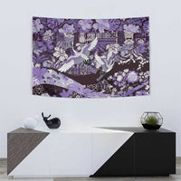 Japanese Hawaiian Crane Tapestry Purple Tapa Patchwork Pattern LT9 - Polynesian Pride