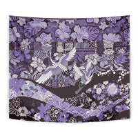 Japanese Hawaiian Crane Tapestry Purple Tapa Patchwork Pattern LT9 - Polynesian Pride