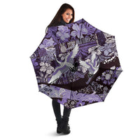 Japanese Hawaiian Crane Umbrella Purple Tapa Patchwork Pattern LT9 - Polynesian Pride