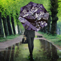 Japanese Hawaiian Crane Umbrella Purple Tapa Patchwork Pattern LT9 - Polynesian Pride