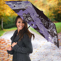 Japanese Hawaiian Crane Umbrella Purple Tapa Patchwork Pattern LT9 - Polynesian Pride
