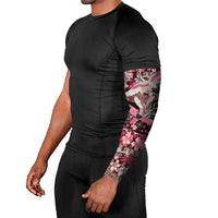 Japanese Hawaiian Crane Arm Sleeves Soft Pink Tapa Patchwork Pattern LT9 - Polynesian Pride