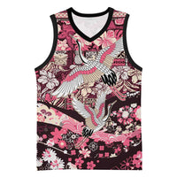 Japanese Hawaiian Crane Basketball Jersey Soft Pink Tapa Patchwork Pattern LT9 Unisex Pink - Polynesian Pride