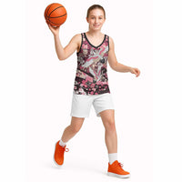 Japanese Hawaiian Crane Basketball Jersey Soft Pink Tapa Patchwork Pattern LT9 - Polynesian Pride