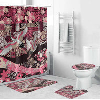 Japanese Hawaiian Crane Bathroom Set Soft Pink Tapa Patchwork Pattern LT9 Bathroom Set (4 pcs) Pink - Polynesian Pride