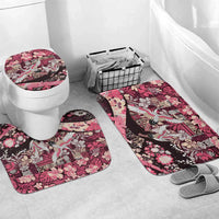 Japanese Hawaiian Crane Bathroom Set Soft Pink Tapa Patchwork Pattern LT9 Mat Set Only (3 pcs) One Size Pink - Polynesian Pride