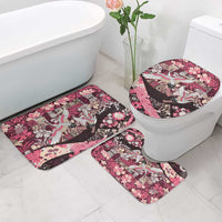 Japanese Hawaiian Crane Bathroom Set Soft Pink Tapa Patchwork Pattern LT9 - Polynesian Pride
