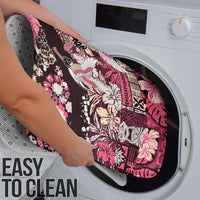 Japanese Hawaiian Crane Bathroom Set Soft Pink Tapa Patchwork Pattern LT9 - Polynesian Pride