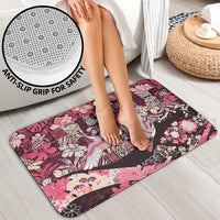 Japanese Hawaiian Crane Bathroom Set Soft Pink Tapa Patchwork Pattern LT9 - Polynesian Pride
