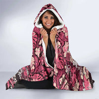 Japanese Hawaiian Crane Hooded Blanket Soft Pink Tapa Patchwork Pattern LT9 - Polynesian Pride