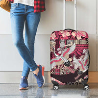 Japanese Hawaiian Crane Luggage Cover Soft Pink Tapa Patchwork Pattern LT9 - Polynesian Pride