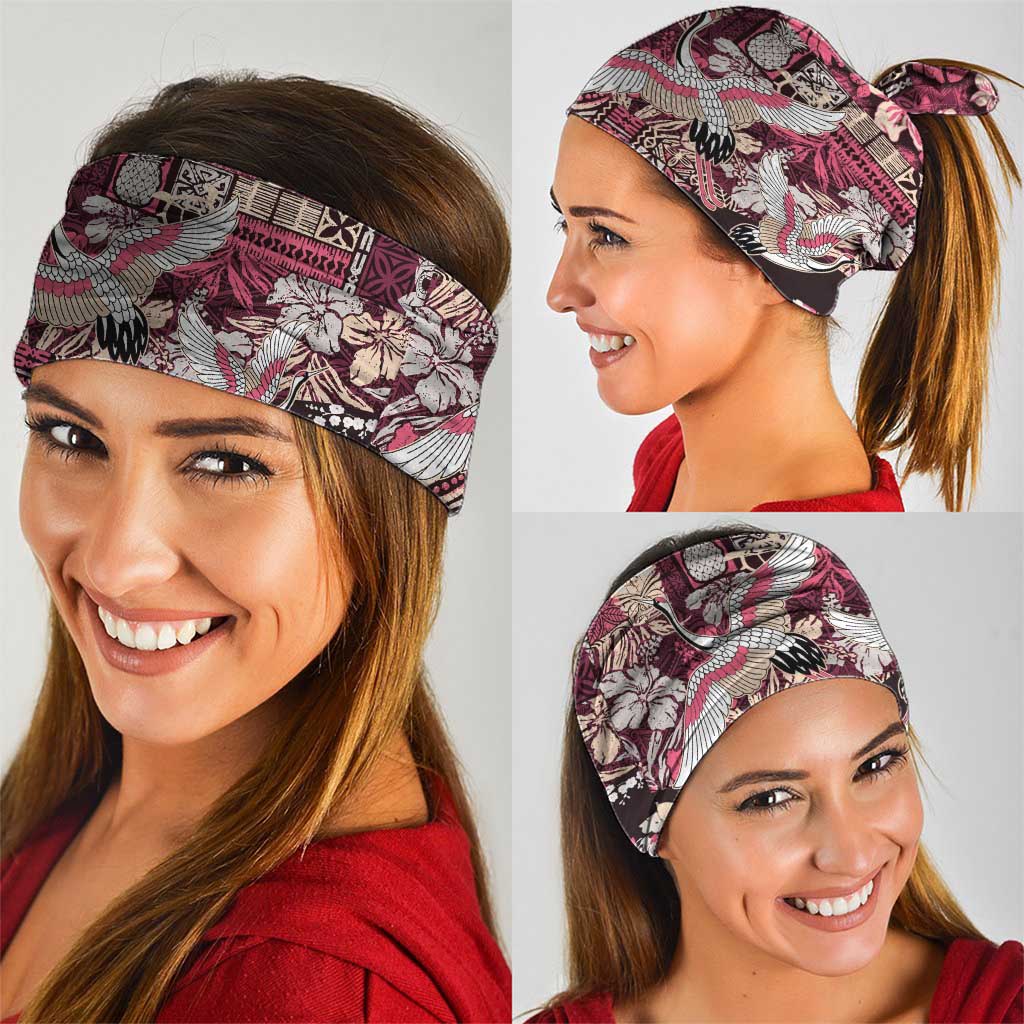 Japanese Hawaiian Crane Neck Gaiter Soft Pink Tapa Patchwork Pattern LT9 - Polynesian Pride