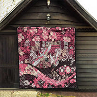 Japanese Hawaiian Crane Quilt Soft Pink Tapa Patchwork Pattern LT9 - Polynesian Pride