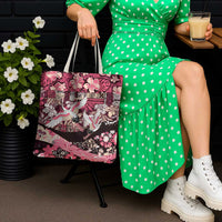 Japanese Hawaiian Crane Tote Bag Soft Pink Tapa Patchwork Pattern LT9 - Polynesian Pride