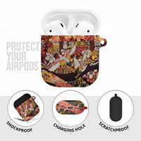 Japanese Hawaiian Crane AirPods Case Yellow Ochre Tapa Patchwork Pattern LT9 - Polynesian Pride