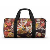 Japanese Hawaiian Crane Duffle Bag Yellow Ochre Tapa Patchwork Pattern LT9 One size Blue - Polynesian Pride