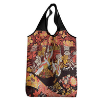 Japanese Hawaiian Crane Grocery Bag Yellow Ochre Tapa Patchwork Pattern LT9 - Polynesian Pride