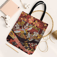 Japanese Hawaiian Crane Tote Bag Yellow Ochre Tapa Patchwork Pattern LT9 Black Strap One Size Yellow - Polynesian Pride