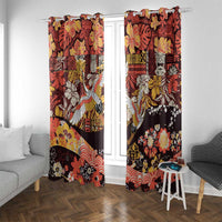 Japanese Hawaiian Crane Window Curtain Yellow Ochre Tapa Patchwork Pattern LT9 With Grommets Yellow - Polynesian Pride