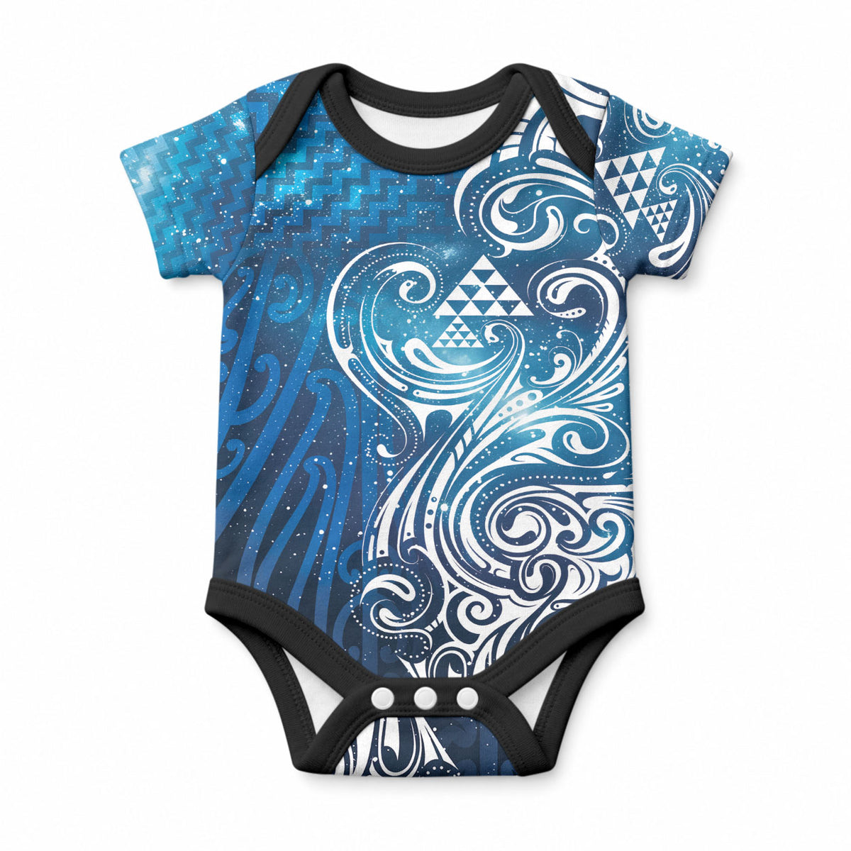 Matariki Galaxy Baby Onesie Maori Taniko Pattern LT9 Blue - Polynesian Pride