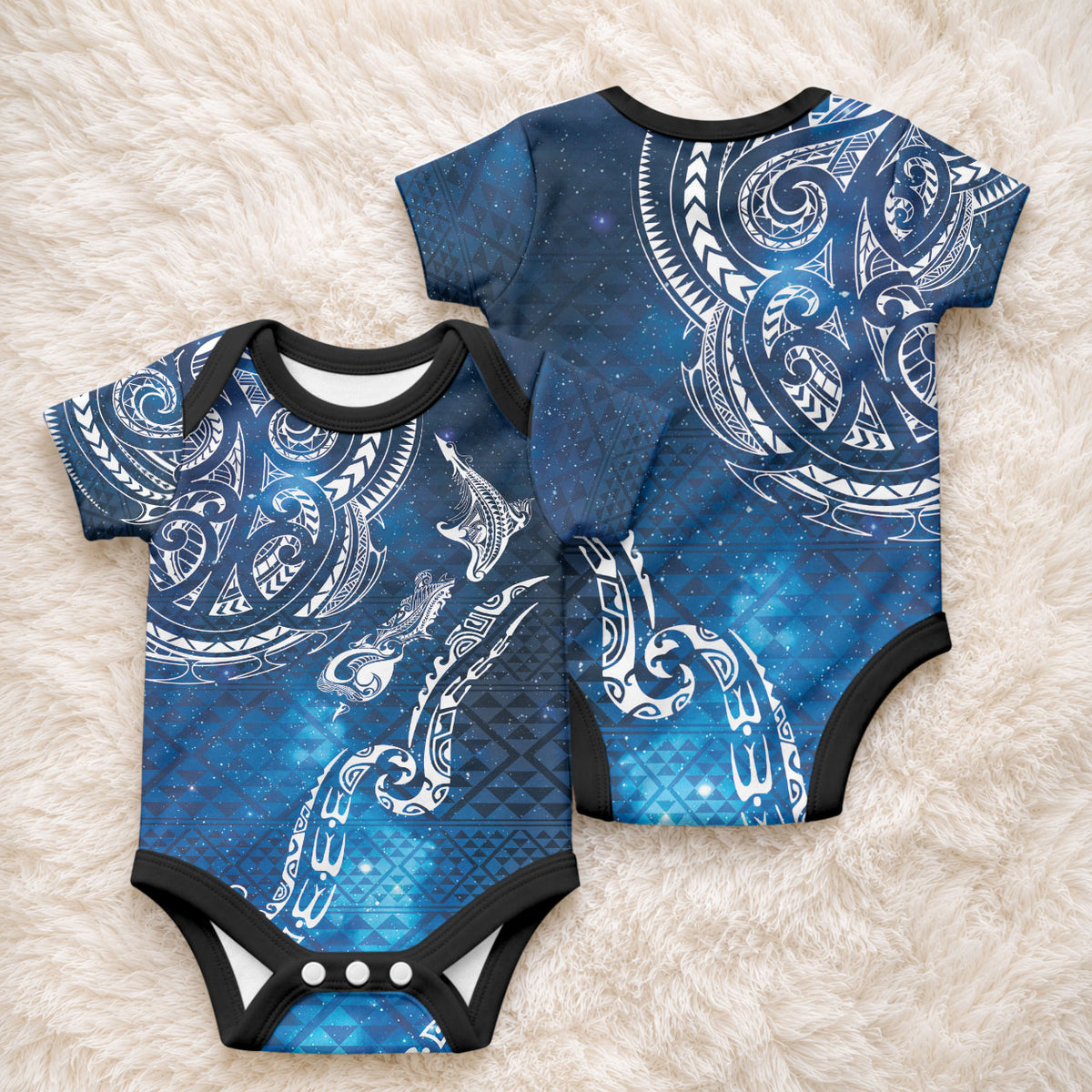 Matariki Galaxy Baby Onesie New Zealand Map Maori Pattern LT9 - Polynesian Pride