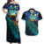 Matariki Te Tau Hou Maori Couples Matching Off Shoulder Maxi Dress and Hawaiian Shirt New Zealand Silver Fern Night Starry Sky