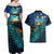 Matariki Te Tau Hou Maori Couples Matching Off Shoulder Maxi Dress and Hawaiian Shirt New Zealand Silver Fern Night Starry Sky