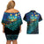 Matariki Te Tau Hou Maori Couples Matching Off Shoulder Short Dress and Hawaiian Shirt New Zealand Silver Fern Night Starry Sky