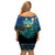 Matariki Te Tau Hou Maori Family Matching Off Shoulder Short Dress and Hawaiian Shirt New Zealand Silver Fern Night Starry Sky