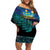 Matariki Te Tau Hou Maori Off Shoulder Short Dress New Zealand Silver Fern Night Starry Sky