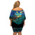 Matariki Te Tau Hou Maori Off Shoulder Short Dress New Zealand Silver Fern Night Starry Sky