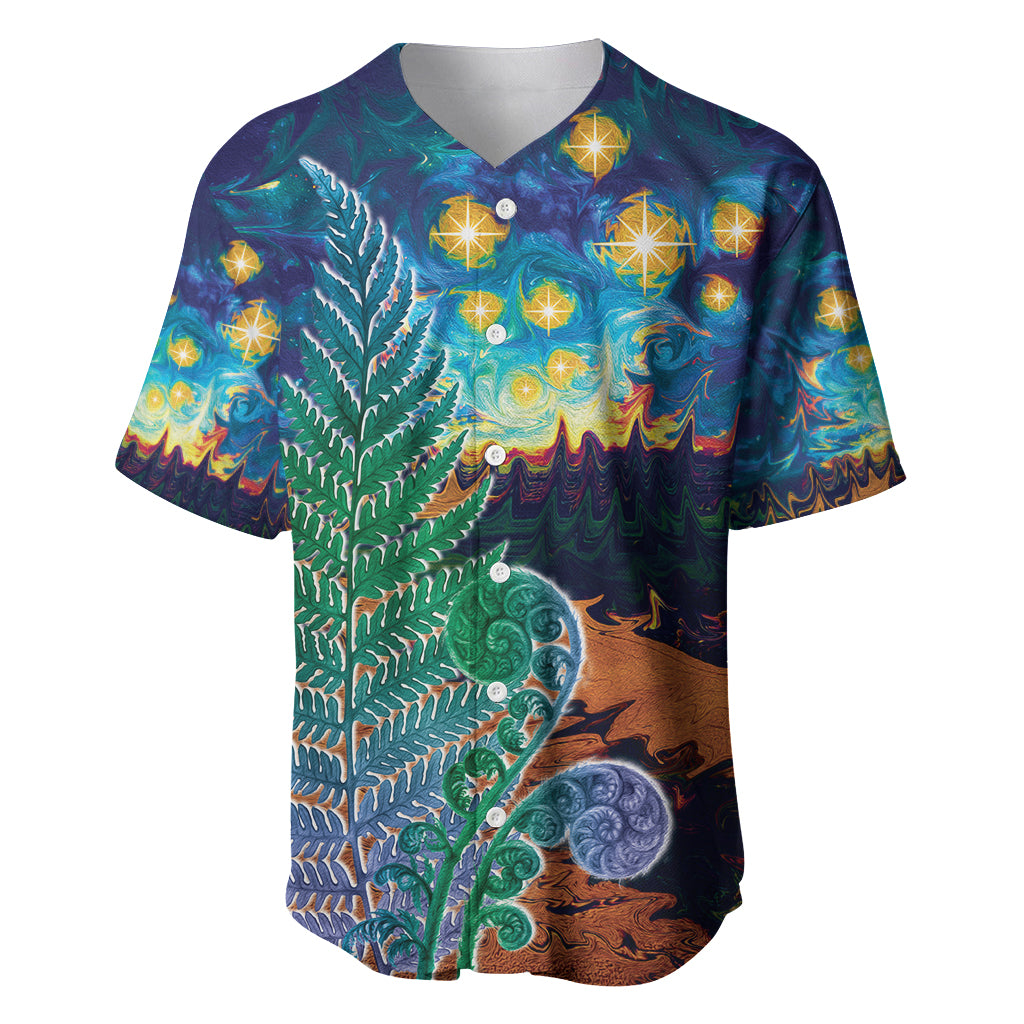 Personalised New Zealand Matariki Art Star Baseball Jersey Koru Fern Night Starry Sky