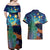 Personalised New Zealand Matariki Art Star Couples Matching Off Shoulder Maxi Dress and Hawaiian Shirt Koru Fern Night Starry Sky